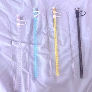 New Colorful Crown sparkling Straws with straw cleaner brush